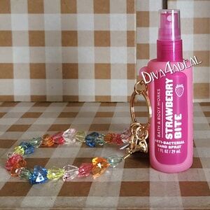 Bath & Body Works BEADED HEARTS Anti Bacterial Hand Spray Holder + Hand Spray